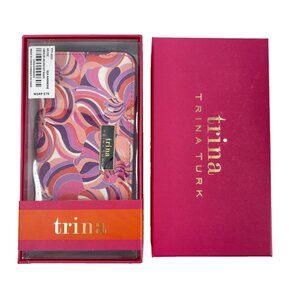 NWT Trina Turk Wallet Sea Anemone Large Zip Around Pink Purple Swirls